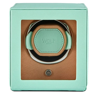 Wolf Cub Single Watch Winder With Cover - Seltzer Mint/Peach