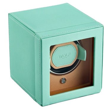 Wolf Cub Single Watch Winder With Cover - Seltzer Mint/Peach