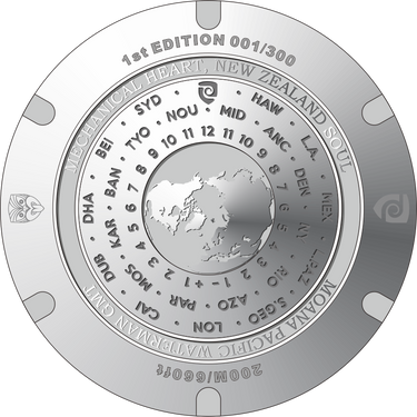 Magrette Moana Pacific Waterman GMT Titanium - Black Dial / Black & Red Ceramic Bezel