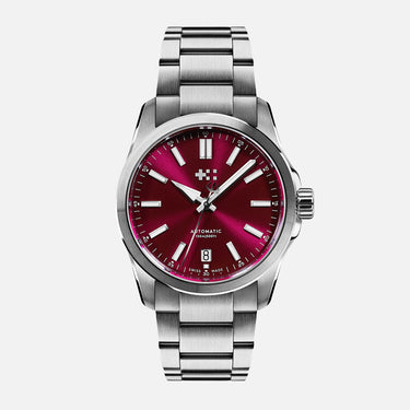 Christopher Ward C63 Sealander Automatic - Mulberry Red - Bader bracelet - Image
