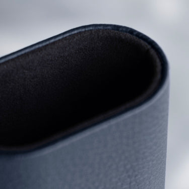 Detail photo of soft Alcantara interior lining and marine leather exterior