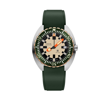 DOXA Army, bronze bezel, green rubber strap