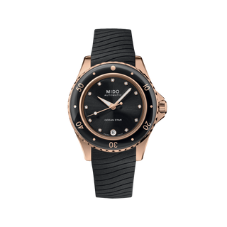 Mido Ocean Star Tribute Lady 36.5mm Black Dial Gold PVD