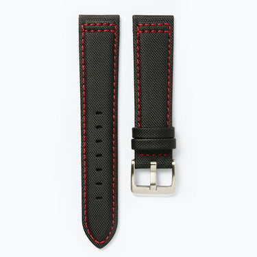 Time+Tide Black + Red Stitch Nylon Sail Cloth Watch Strap