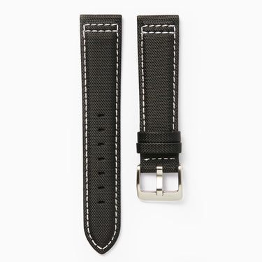Time+Tide Black + White Stitch Nylon Sail Cloth Watch Strap