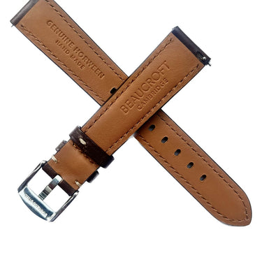 Beaucroft Dark Brown Horween Strap - Cream stitching