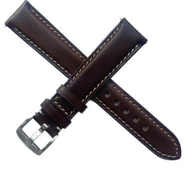 Beaucroft Dark Brown Horween Strap - Cream stitching