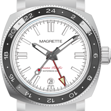 Magrette Moana Pacific Waterman GMT Titanium - White Dial / Black Ceramic Bezel