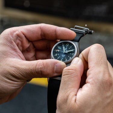 BOLDR Venture Carbon Black titanium field watch