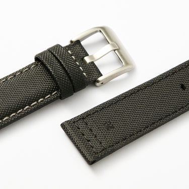 Time+Tide Black + Grey Stitch Nylon Sail Cloth Watch Strap