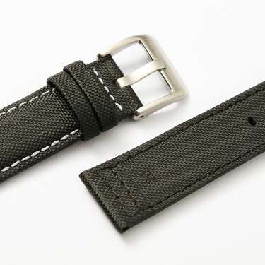 Time+Tide Black + White Stitch Nylon Sail Cloth Watch Strap