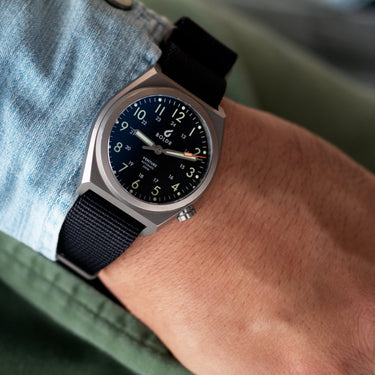 BOLDR Venture Carbon Black titanium field watch