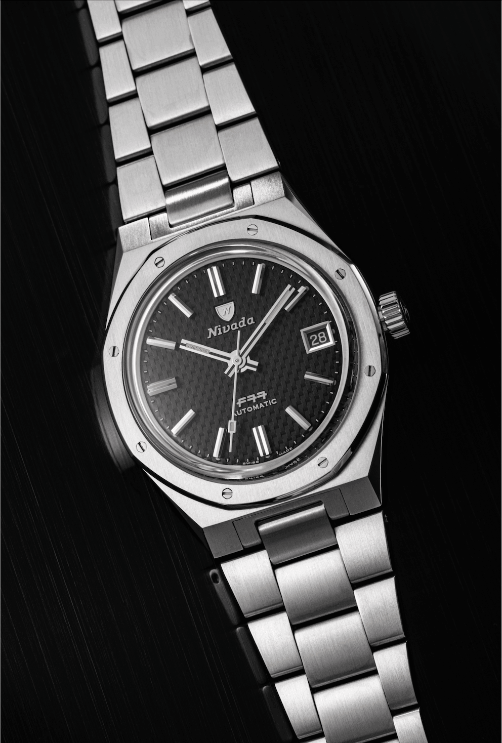 F77 Black With Date - Nivada Grenchen