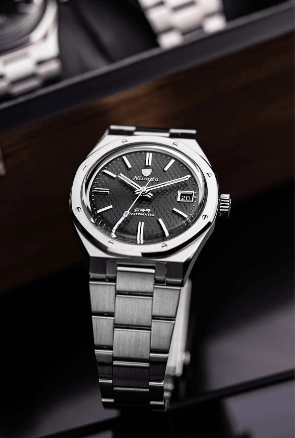 F77 Black With Date - Nivada Grenchen