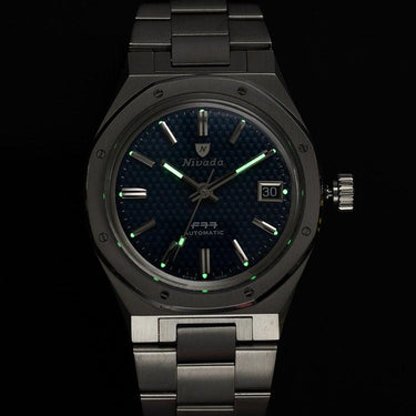 F77 Blue With Date - Nivada Grenchen